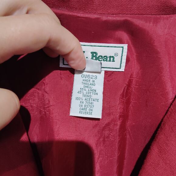 Vintage LL Bean Womens Sz 14 Burnt Red Linen Blend Blazer Jacket Lined Loose Fit - Picture 4 of 6